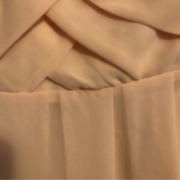 Express Pink Chiffon Polyester Lining Strapless Pleated Skirt Mini Dress - Picture 3 of 4